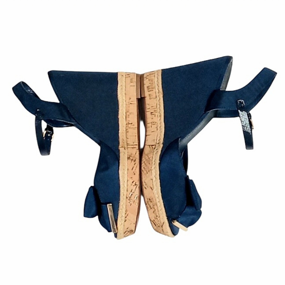 Tory Burch Penny Cork Wedge Sandals in Newport Navy Sz 10 - Picture 9 of 14